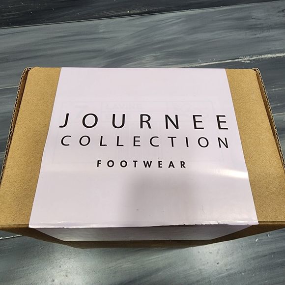 Journee Lavine Sandals Size 7 Blue Wide Strap‎ Gold Tone Buckle Flat Cushioned - Picture 10 of 11